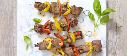 Chilli Beef and Basil Kebabs